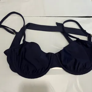 New Quince Women's Italian Demi Bikini Underwire Top Deep Navy Blue Size Medium thumbnail 3