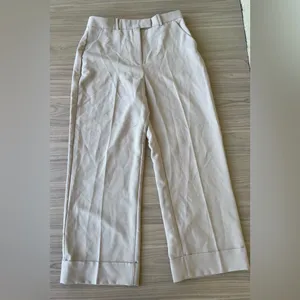 Abercrombie & Fitch Cream Wide-Leg Trousers thumbnail 2