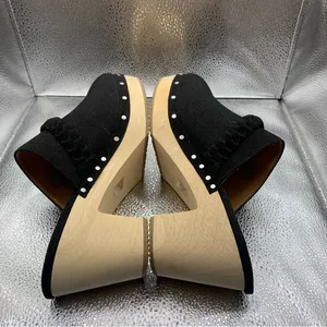 J.Crew Women's Sueded Vegan Leather Clogs Black With Silver Stud Detail 9.5 F7 thumbnail 8