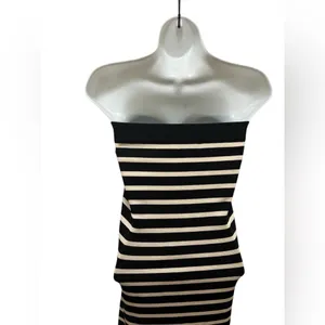 J. Crew Cyan Striped black White Strapless Knit Maxi Tube Dress L Resort Wear thumbnail 4