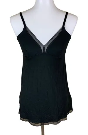 Yala Black Lace Trim Camisole‎ V Neck Sleepwear Loungewear XS thumbnail 1