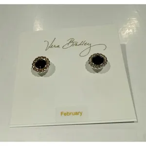 Vera Bradley February Birthstone Stud Earrings Purple Crystal Halo Post silver thumbnail 2