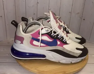 Nike Women's Sneakers Air Max 270 React 'White Fuchsia Blue' Sz 8.5 thumbnail 1