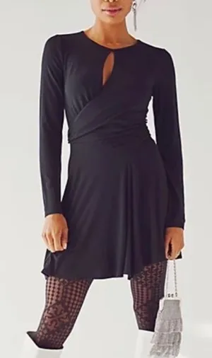 FREE‎ PEOPLE Beach Vance Mini Dress Keyhole Long Sleeve Size M NWT thumbnail 1