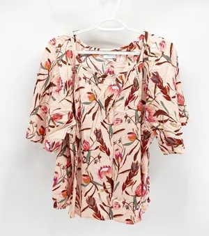 Ava & Viv peach pink floral summer peasant top thumbnail 1
