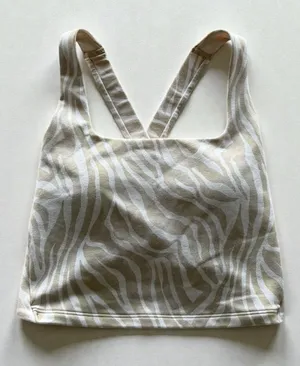 Old Navy Zebra Print Cross-Back Crop Sports Bra‎ Top XS thumbnail 1