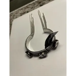 Kenilworth NWT Silver Tone / Rhinestone Bangle Bracelet Chain Dangles Nice Gift thumbnail 3