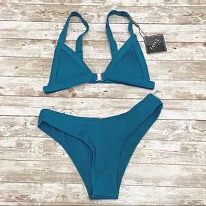 NWT Zaful Ribbed Front Closure 2-pc Bikini Set S thumbnail 1