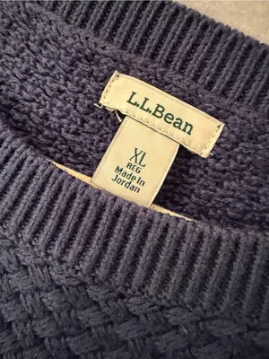 L.L.Bean Size XL Navy Blue Basket Weave Cotton Round Neck Sweater Pullover thumbnail 8