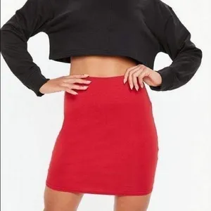 MiSSGUIDED Red‎ Basic Jersey Mini Skirt thumbnail 1