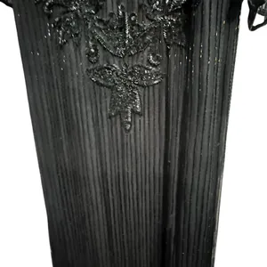 Vintage Right Choice Silk Beaded Gown Black Evening Dress 1980s Made in India‎ thumbnail 8
