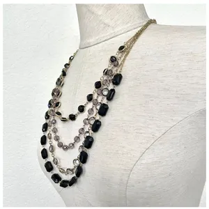 Gold tone multi strand beaded statement necklace thumbnail 4