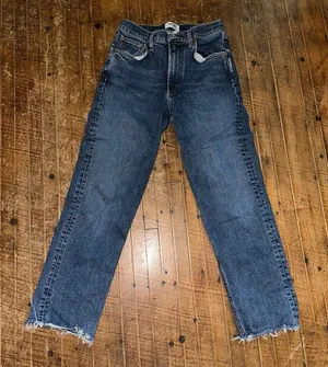 Agolde destroyed distressed 90’s high rise crop 25 designer jeans thumbnail 1