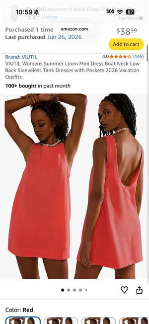 Amazon Red mini dress thumbnail 2