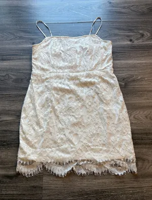 Lulu's Ivory Lace Mini Slip Dress thumbnail 1
