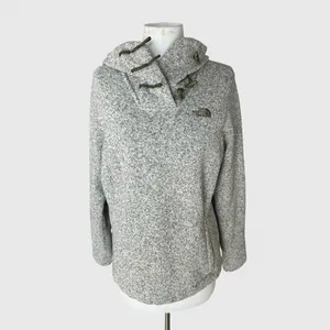 The North Face Crescent Hoodie Pullover Knit Sweatshirt Toggle Gray Womens Large thumbnail 2