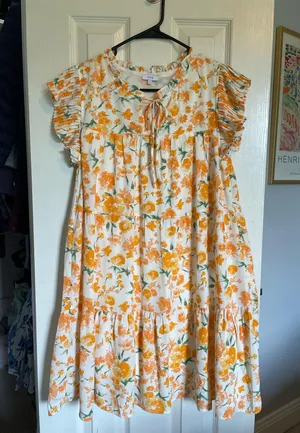 Orange Floral Dress thumbnail 1