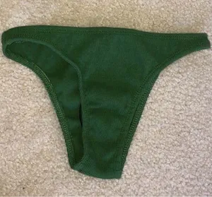 Womens Ribbed Bikini Bottoms Army Green thumbnail 1