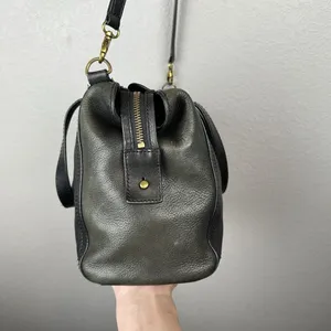 Fossil Emma Satchel Crossbody Leather Purse Handbag Two Tone Black Charcoal Gray thumbnail 3