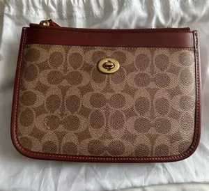 Coach Slim Turnlock Crossbody In Signature Canvas Brass/Tan/Rust thumbnail 1