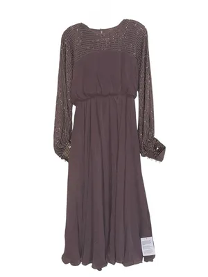 NEW ASOS DESIGN midi dress with linear yoke embellishment in mauve US 4 thumbnail 10