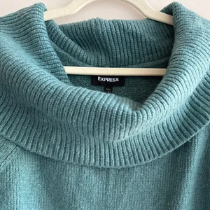 Express Teal Cowlneck Balloon Sleeve Sweater, Size Large thumbnail 8