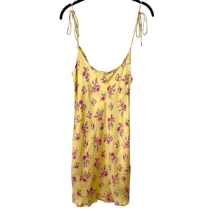 NEW Zara The Safia Floral Yellow Satin Slip Dress Large Blogger Fave thumbnail 8