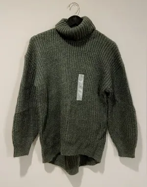 Old Navy Olive green knit turtleneck sweater thumbnail 1