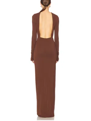Helsa Revolve Brown Jersey Backless Maxi Dress Women’s Sz XS thumbnail 2