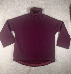 Athleta Cozy Karma Funnel Neck Sweatshirt Womens M Burgundy Fleece Lined thumbnail 1