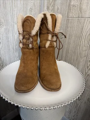 UGG Jerene Chestnut Suede Shearling-Lined Lace-Up Ankle Boots thumbnail 2