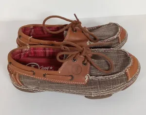Tony Lama Womens Blum Lace Brown Contrast Loafers Canvas Western Ranch 8.5 thumbnail 1