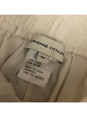 Adrienne Vittadini Womens White Linen-Blend Drawstring Pants Size M thumbnail 3