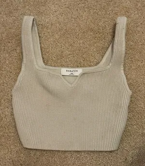 Aritzia Babaton Beige Ribbed Square-Neck Crop Tank thumbnail 1