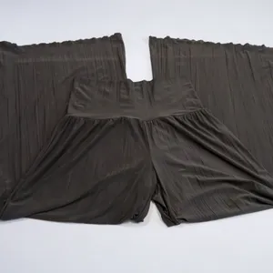 Nic+Zoe Palazzo Pants Womens M Brown Wide Leg High Waist Flowy Minimalist Luxury thumbnail 6