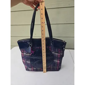 COACH poppy tartan signature tote bag blue/purple F-20109 thumbnail 8
