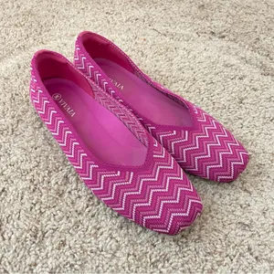 VIVAIA Square Toe V-Cut‎ Flats Margot 2.0 Orchid Multi Chevron Size 38.5 US 7.5 thumbnail 6