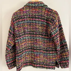 Chicos Tweed Jacket Colorful Textured Woven Blazer Preppy Chic S thumbnail 7