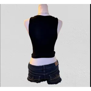 Windsor Graphic Tank Top Womens Small Black Whiskey Lace Up Front Vintage Style thumbnail 6