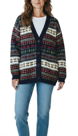 EDINBURGH Lambswool Cardigan Sz M VTG 80's Oversize Holiday Cozy Made Scotland thumbnail 1