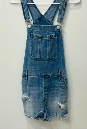 PacSun Distressed Denim Overall Shorts size Small thumbnail 1
