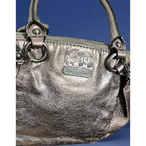 Coach Madison Sophia 18816 Gunmetal Metallic Leather Satchel Handbag Purse GUC thumbnail 7
