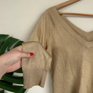 Vintage Banana Republic Gold Knit Off the Shoulder Top thumbnail 7