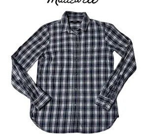 Madewell Flannel Slim Ex-Boyfriend Shirt Green Coltrane Plaid E6002 Size Small‎ thumbnail 1