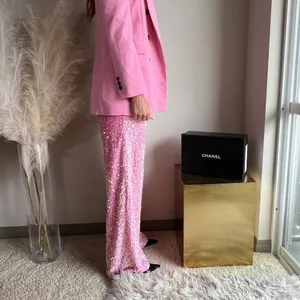 NWOT pink sequin glitter wide leg pants thumbnail 7