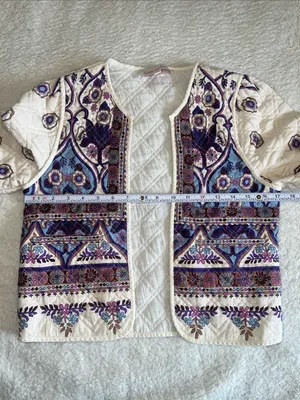 Love the Label Jaelyn‎ Quilted Jacket Boho Revival Artisan XS thumbnail 3