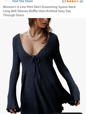 Navy Long Sleeve Tie-Front Swim Cover Up Dress Sheer See Through Size XS New thumbnail 4
