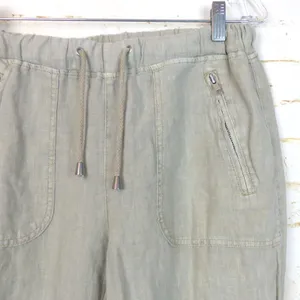 Blank NYC Cargo Pants Womens 27 100% Linen Beige Utility Jogger Pull On Beach thumbnail 5