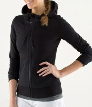 Lululemon Voyage Hoodie Stretch French Terry Yoga Boardshort Fabric Black 8 thumbnail 1