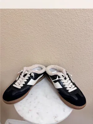 DOLCE VITA Women’s Black & White Faux-Shearling Lined Sneaker Mules thumbnail 3